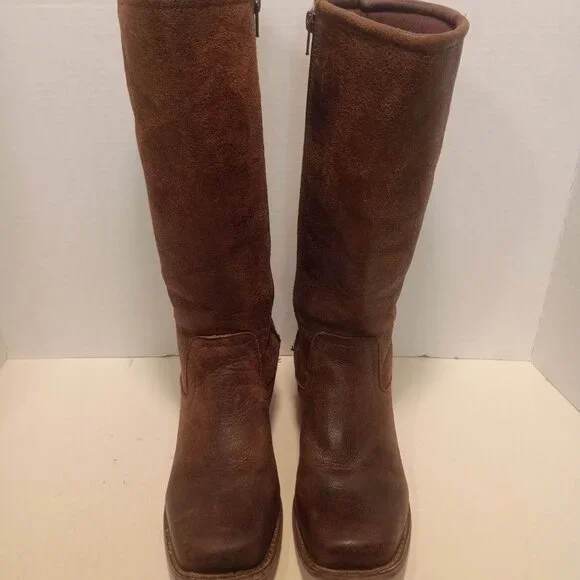 DURANGO "Charlotte" Women's Sz 9US/41EU Brown Aged Leather Inside Zip Tall Boots - Picture 3 of 12